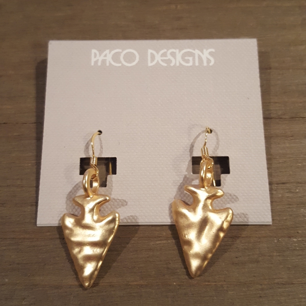 Matte Gold Arrowhead Earrings